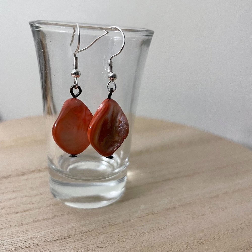 Pink Stone Beaded Earrings